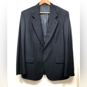 Oscar de la Renta Traveler Worsted Blazer Mens Size 42R Black Striped Jacket